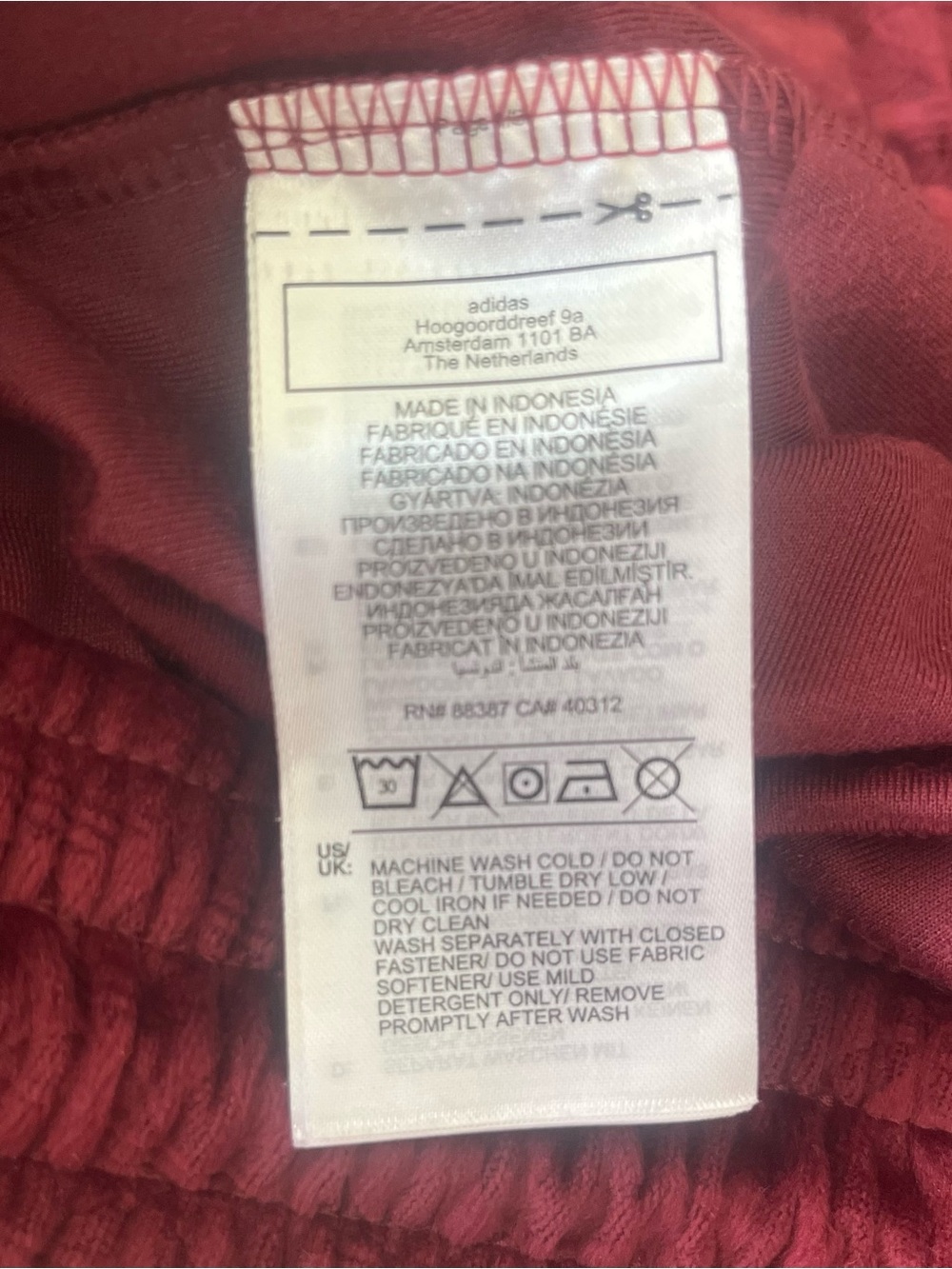 Adidas Originals Velour Track Pants Burgundy Gold IX6735 Mens L Monogram - Picture 9 of 11